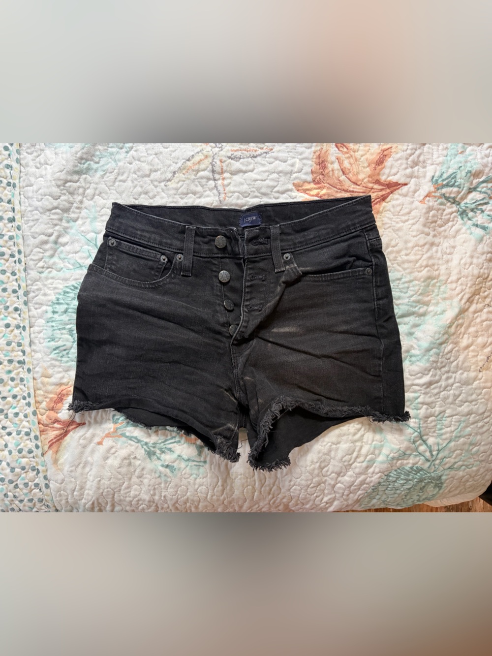 J Crew High Rise Black Denim Cutoff Shorts